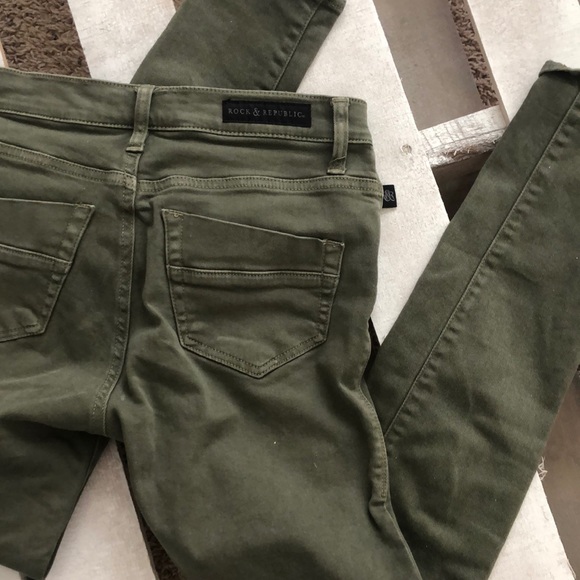 Olive Green Skinny Jeans - Picture 3 of 3